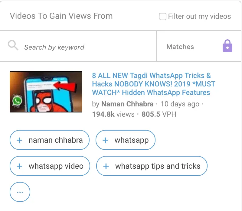 Youtube tags from competitors